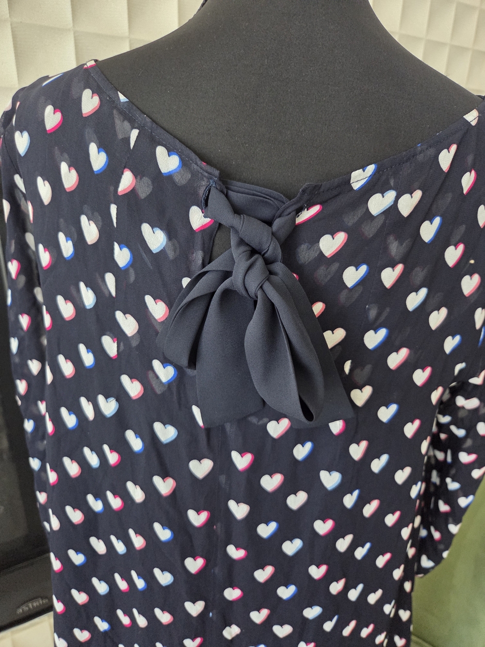 Claudie Perlot $265 Rififi Black Mini Dress Heart Print Back Bow Size 38 - US 8 - Picture 6 of 15